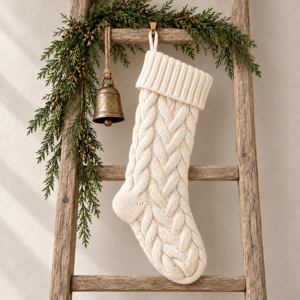 Cream Hand-Knitted Stocking