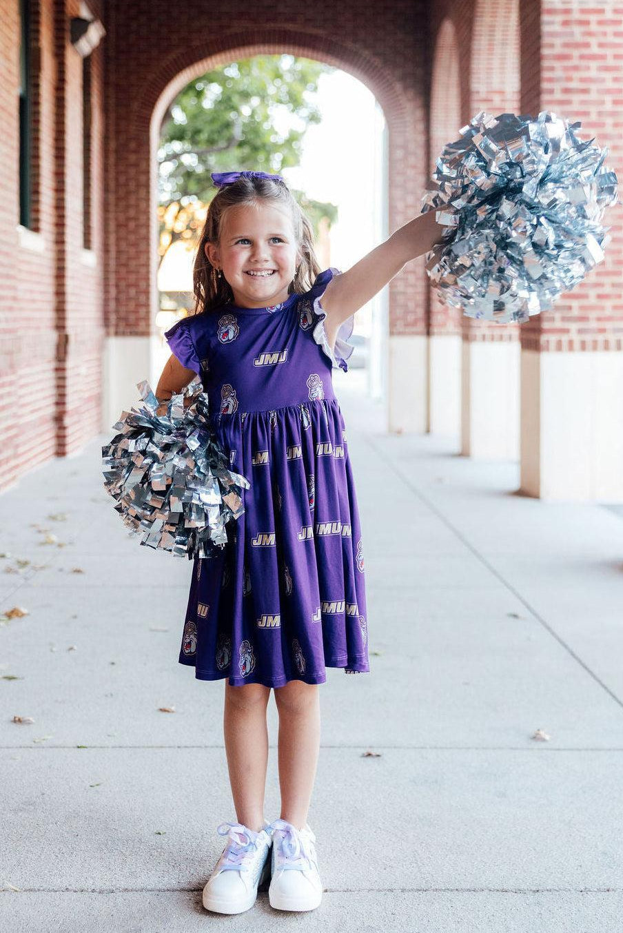 JMU Purple Duke Dog Flutter Twirl Dress
