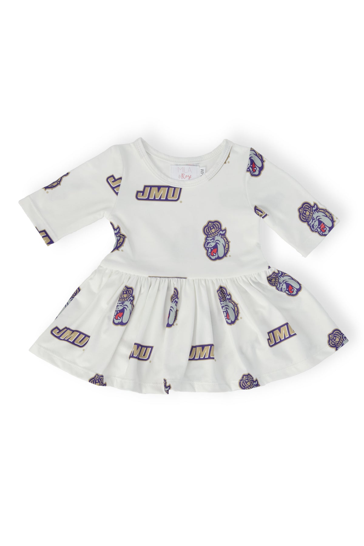 SALE JMU White Duke Dog 3/4 Sleeve Twirl Bodysuit