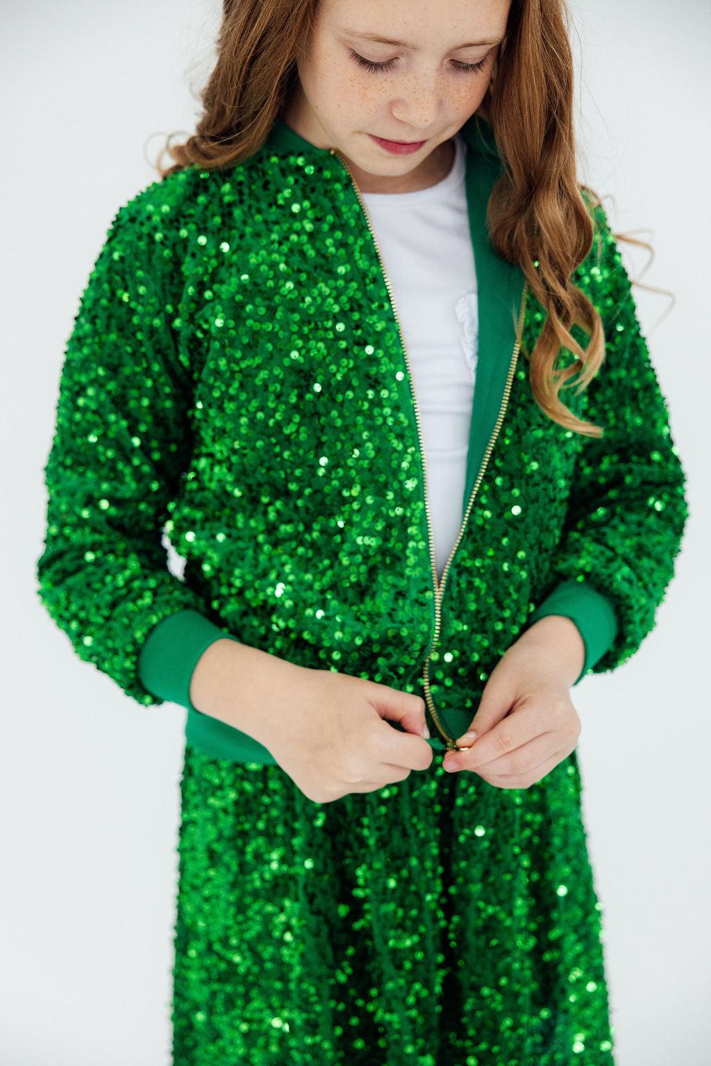 Kelly Green Velvet Sequin Jacket
