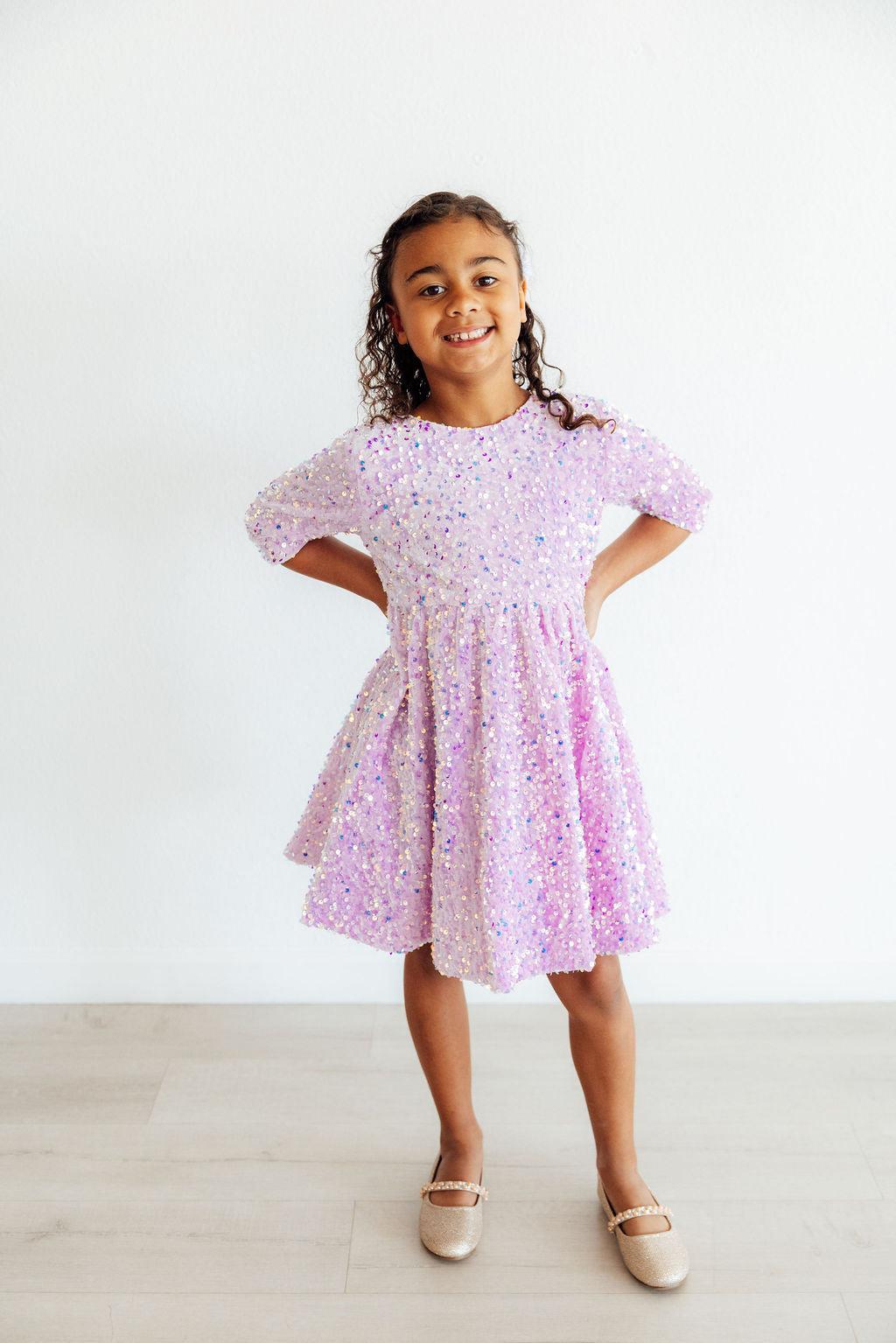 Lilac Velvet Sequin Dress