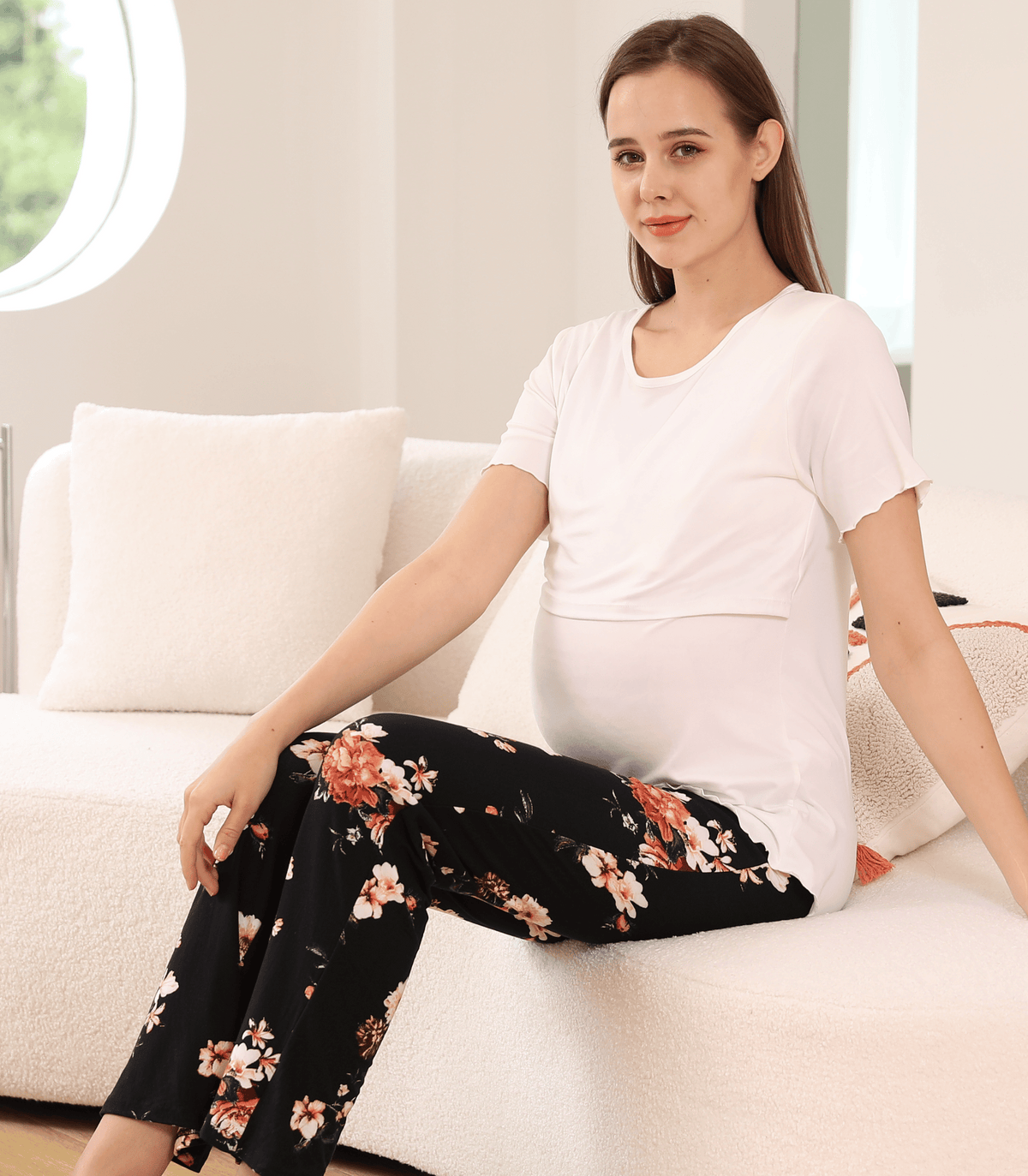 Below Bump Maternity Postpartum Pajama Pants (Floral)
