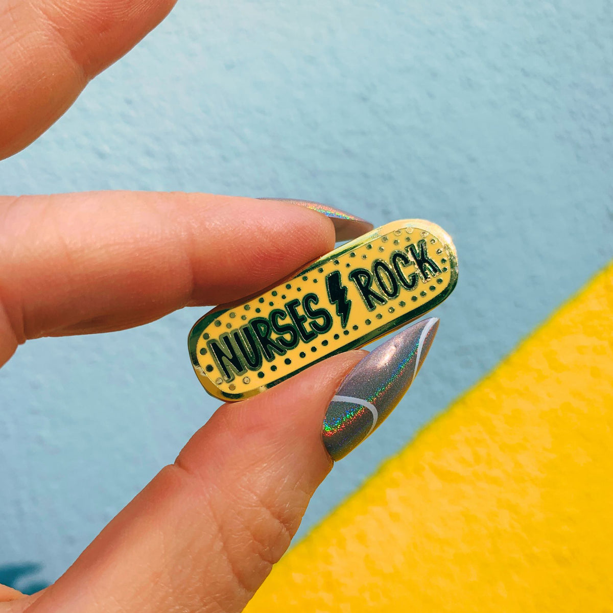 Nurses Rock Enamel Pin on Gift Card for Lapel, Backpack, Purse, Lanyard, Jacket