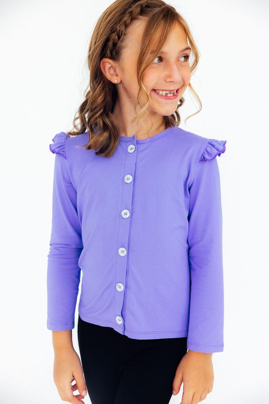 Periwinkle Ruffle Cardigan