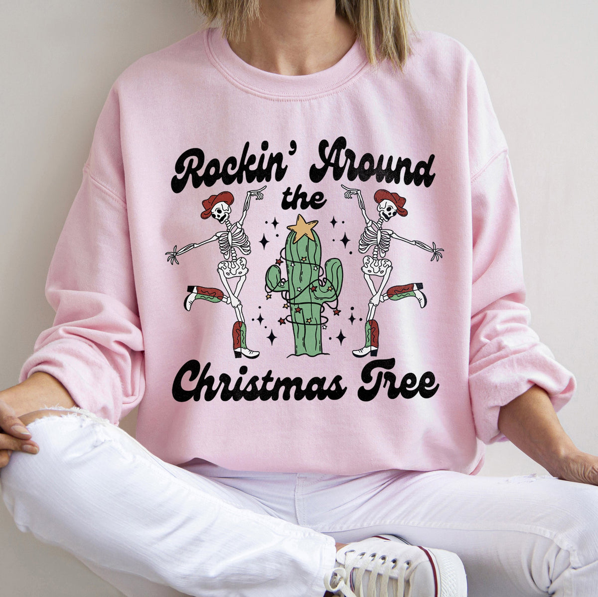 Rocking Around The Christmas Tree, Desert, Skeletons Sweatshirt