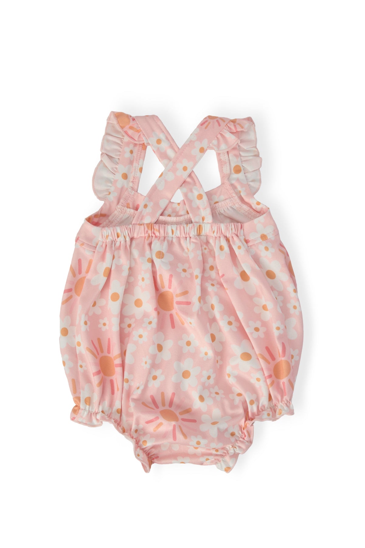 Sweet & Sunny Ruffle Cross Back Romper