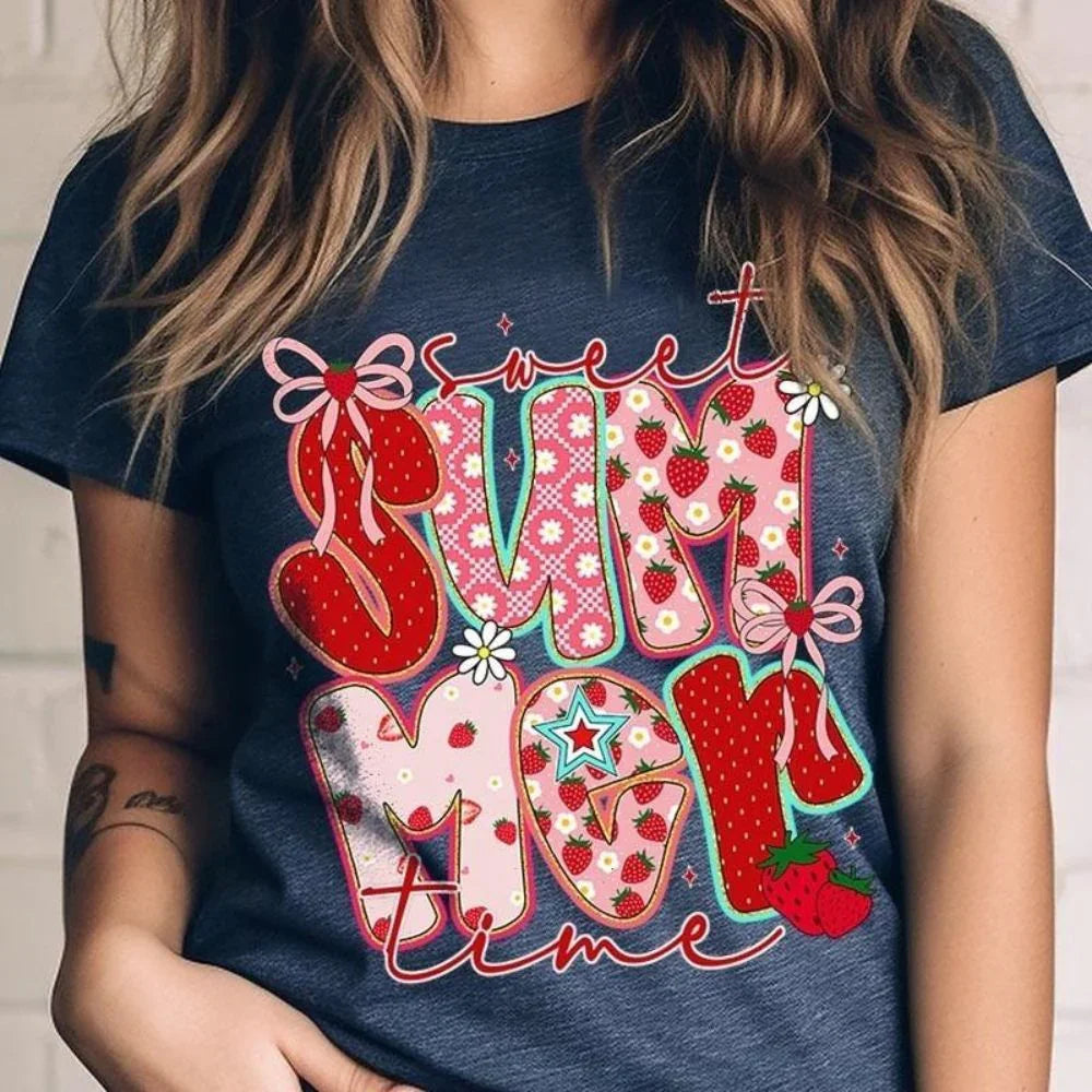 Sweet Summertime Graphic Tee – Cute Retro Summer T-Shirt, Aesthetic Beach Vibes, Casual Trendy Outfit