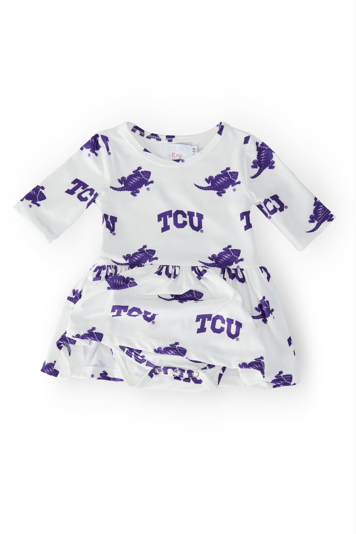 SALE TCU White Frog 3/4 Sleeve Twirl Bodysuit