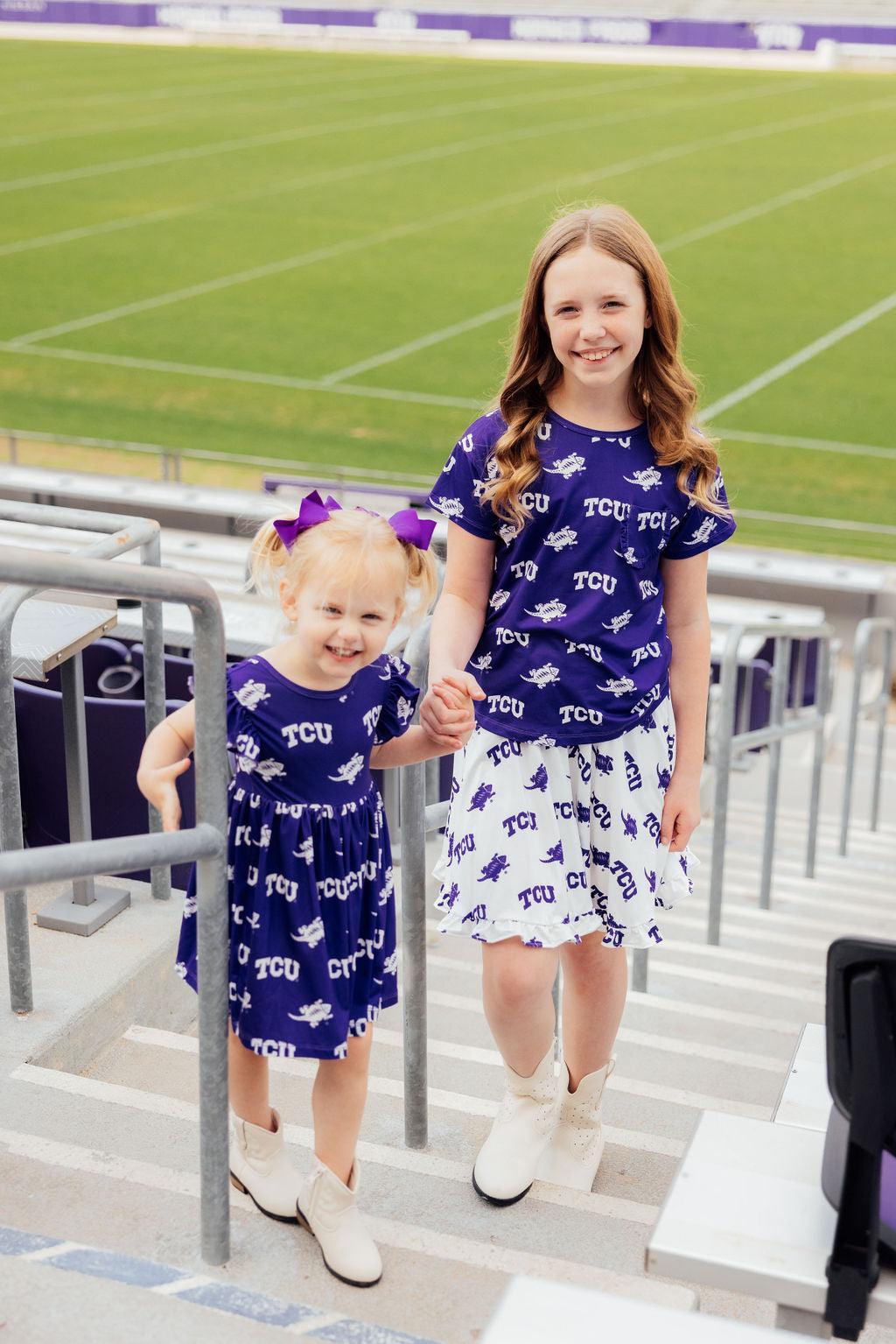 SALE TCU White Frog Ruffle Twirl Skort