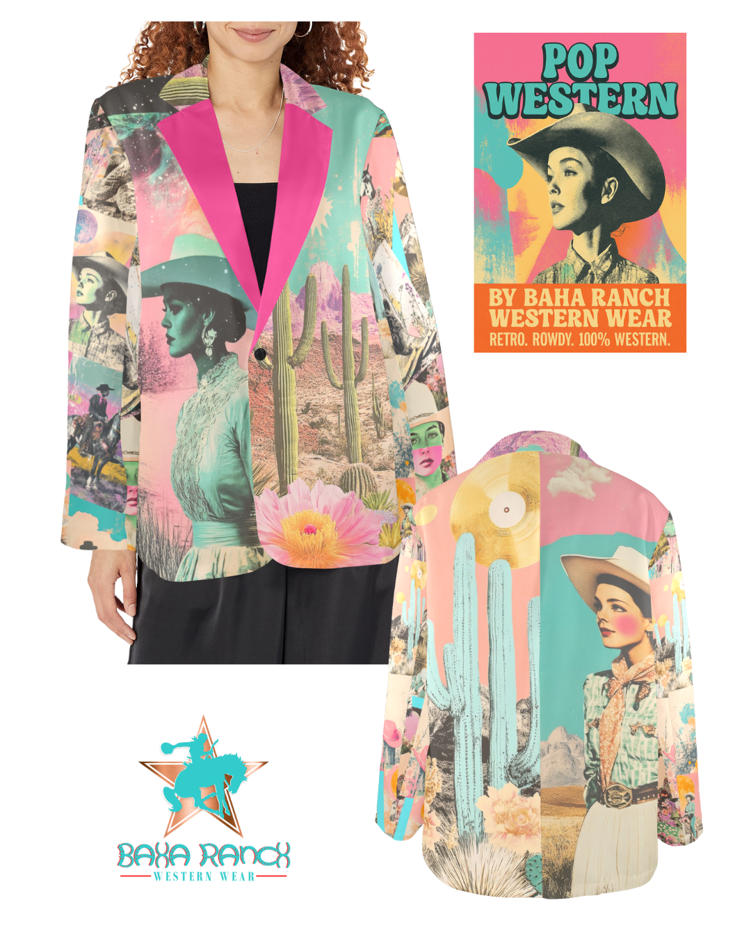Baha Ranch Retro Pop Western Pop Cowgirl Blazer