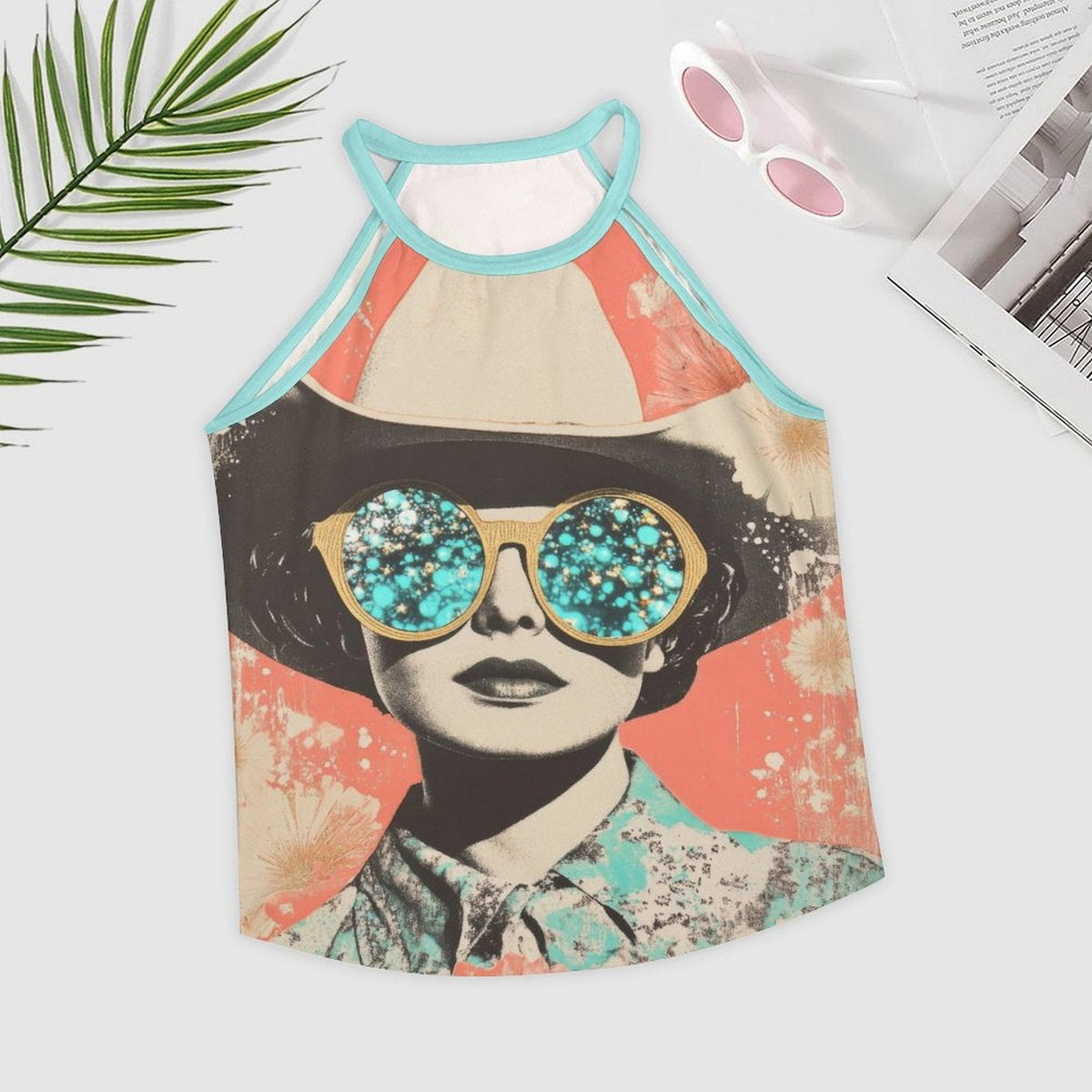 Baha Ranch Turquoise Cowgirl Retro Pop Western Tank Top