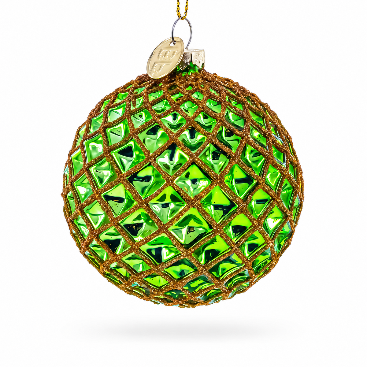 Green Starburst Indent Glass Christmas Ornament