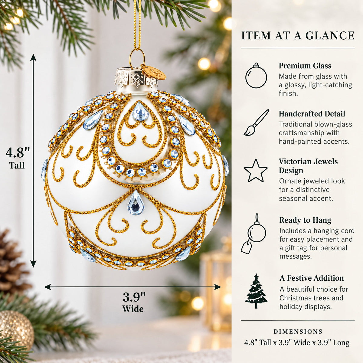 Victorian Jewels Glass Ball Christmas Ornament