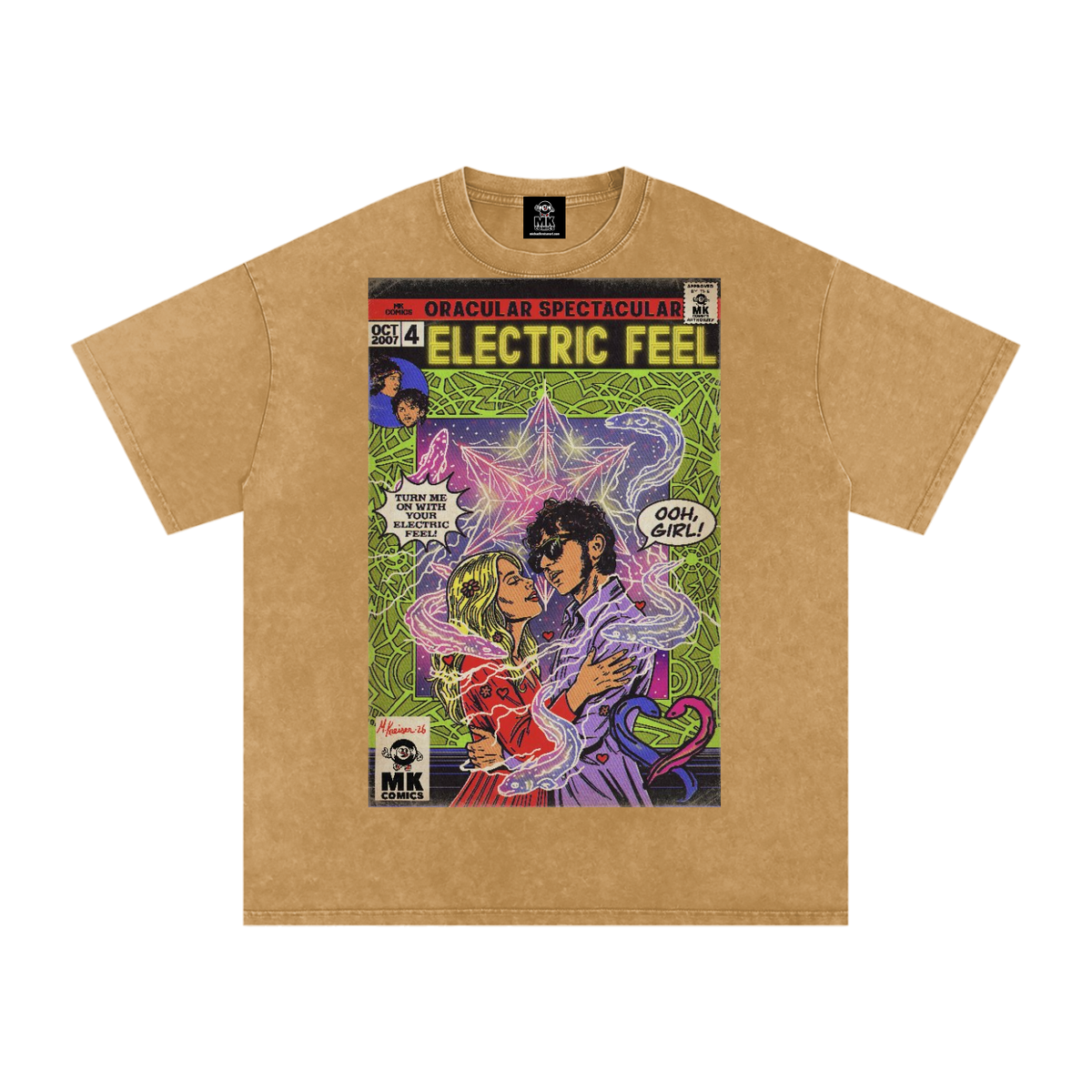 Electric Feel - Snow Washed Oversized Cotton T-Shirt
