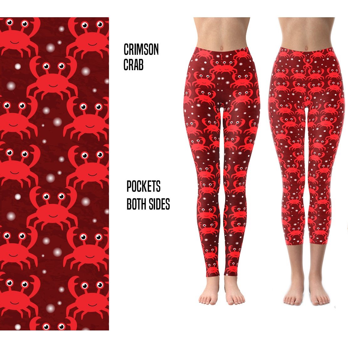 Crimson Crab Leggings in Capri and Full Length with Pockets