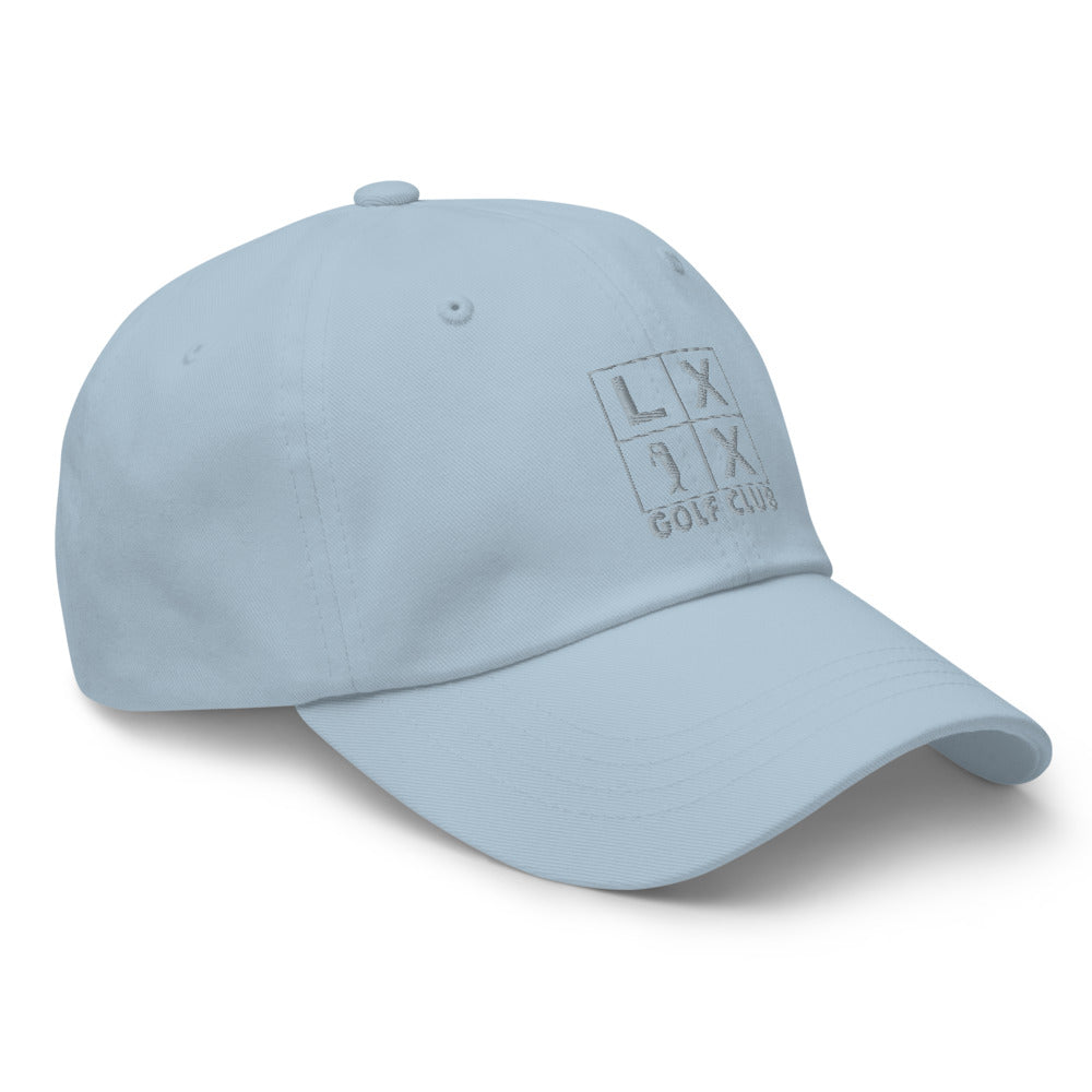 Four Box Logo Dad Hat — Low-Profile Cotton Golf Cap (Gray Logo)
