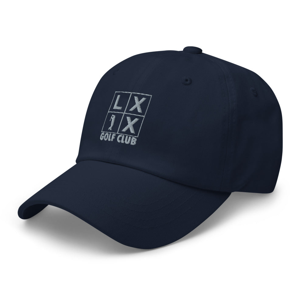Four Box Logo Dad Hat — Low-Profile Cotton Golf Cap (Gray Logo)