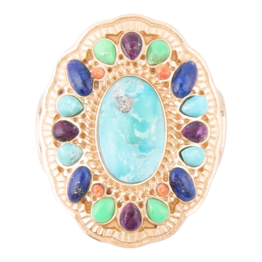 Concho Colorful Golden Statement Ring