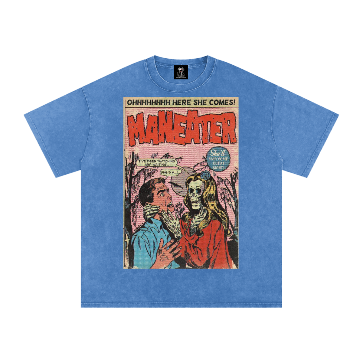 Maneater - Snow Washed Oversized Cotton T-Shirt