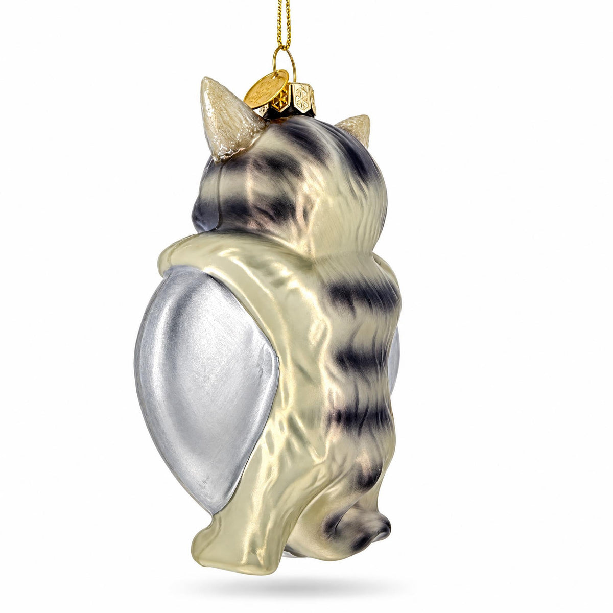 Purrfect Winter Wishes Cat Heart Glass Christmas Ornament