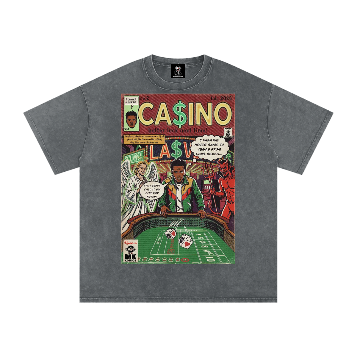 Casino - Snow Washed Oversized Cotton T-Shirt