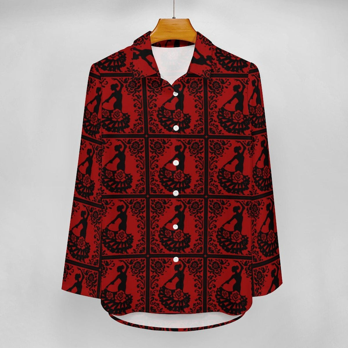 Baha Ranch Colores de Mexico Flamenco Floral Button Up Blouse