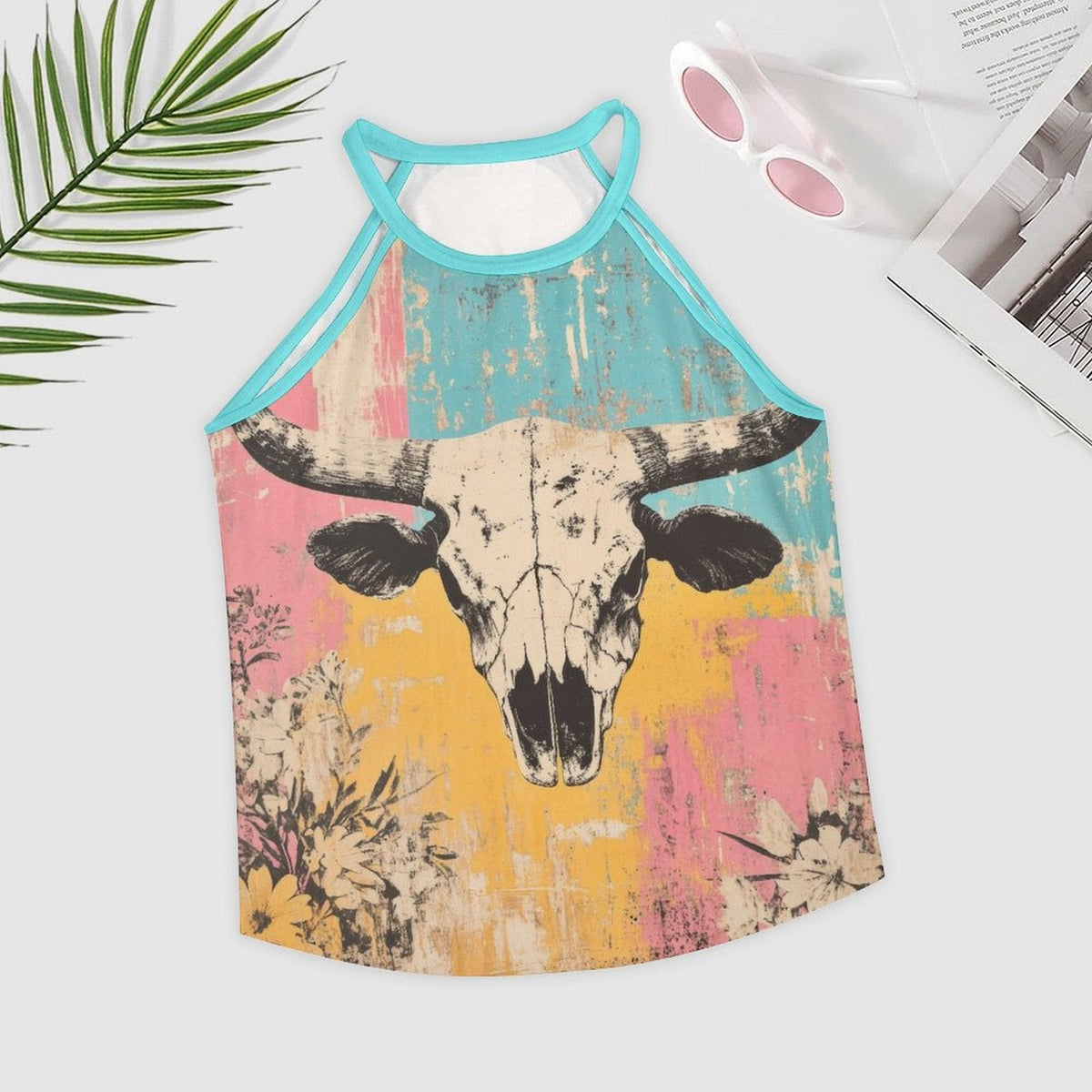 Baha Ranch Bull Skull Retro Pop Western Tank Top