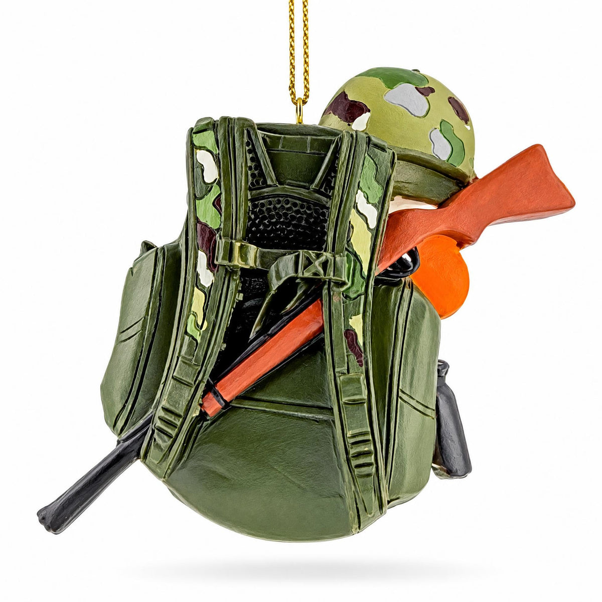Hiking Camping Adventure Backpack Camo Binoculars Resin Christmas Ornament