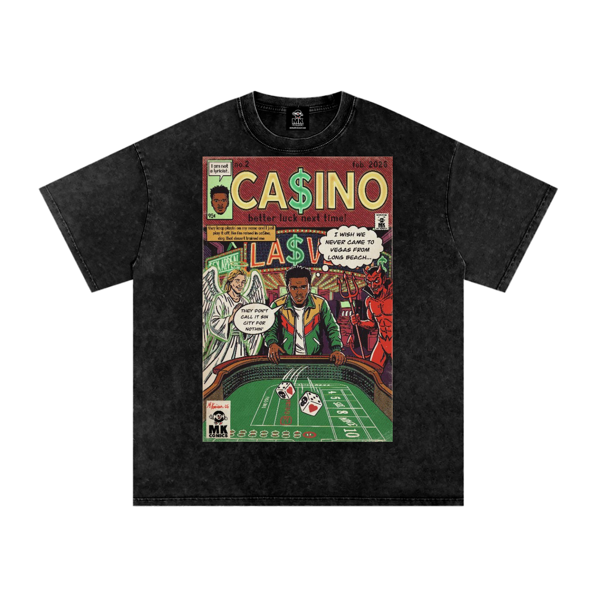 Casino - Snow Washed Oversized Cotton T-Shirt