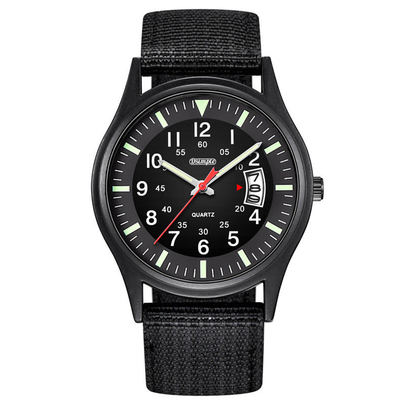 Mens Luminous Nylon-Strap Quartz Watch