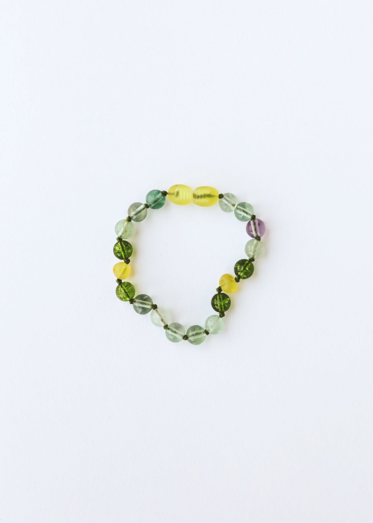 Raw Baltic Sea Amber + Fluorite + Peridot || Gemstone Anklet or Bracelet