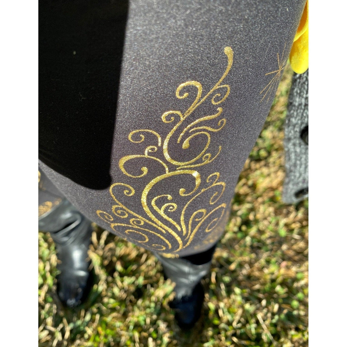 Black & Gold Christmas Tree Leggings with Pockets
