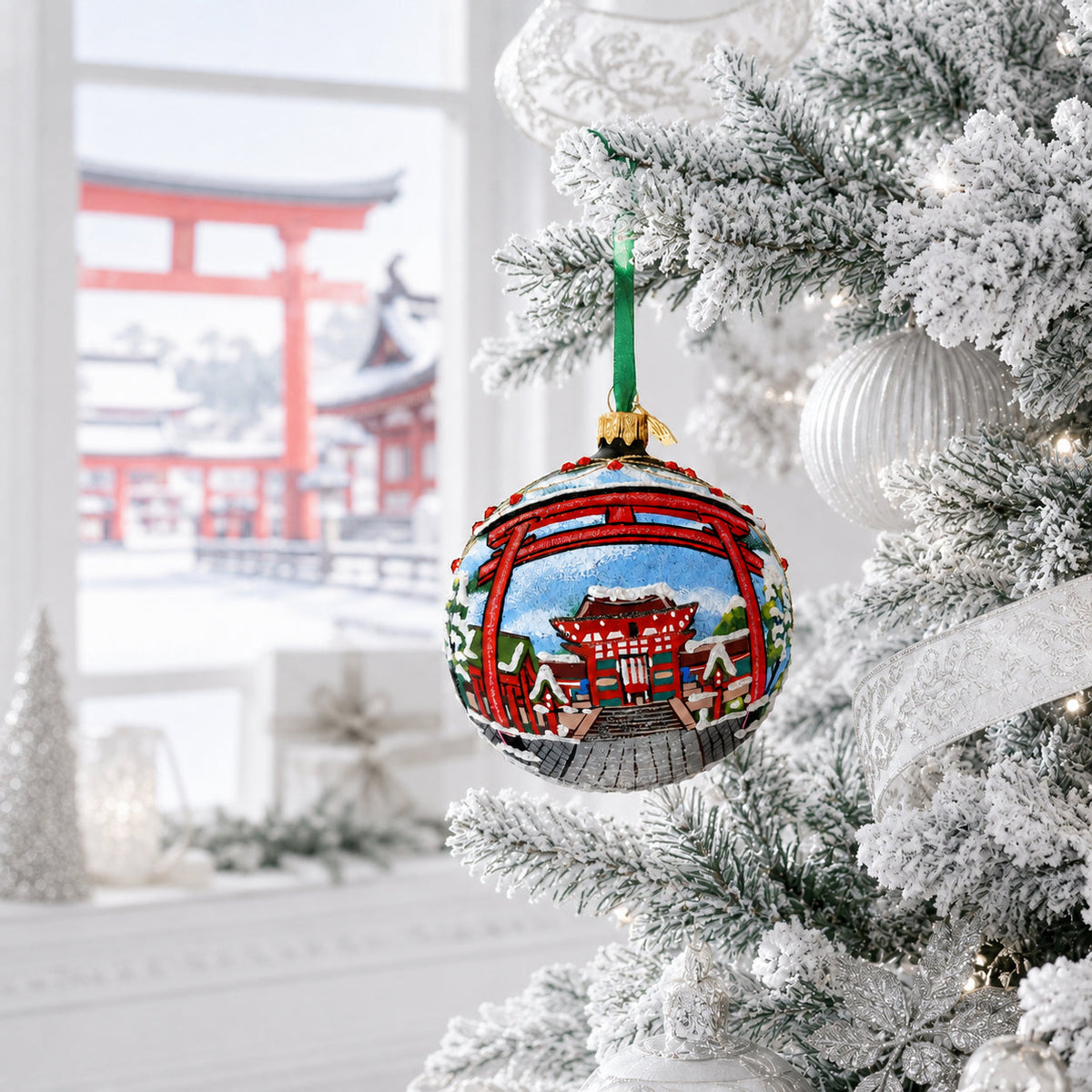 Fushimi Inari Taisha, Kyoto, Japan Glass Christmas Ornament