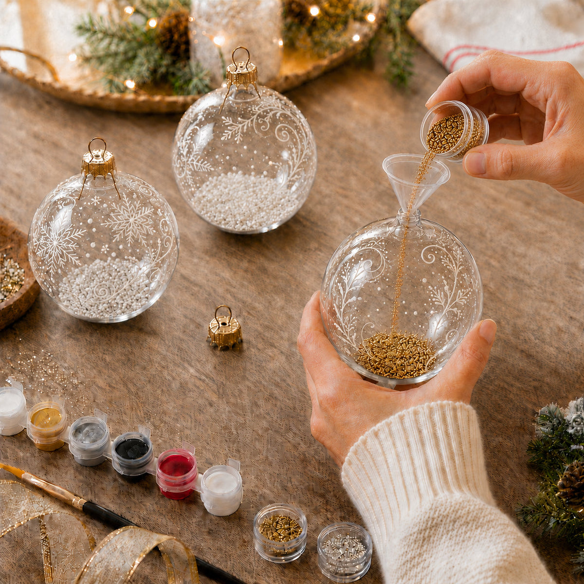 Set of 4 Mouth Blown Blank Glass Christmas Ornament 4 Inches (001)