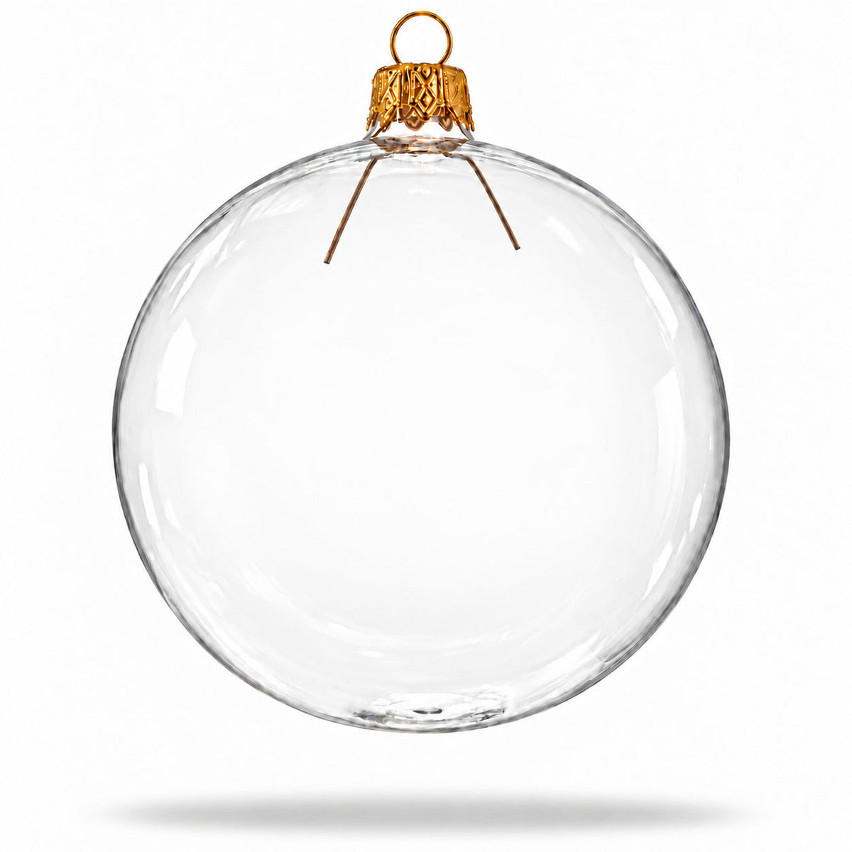 Set of 4 Clear Glass Ball Christmas Ornaments Thick Glass 4 Inches (015)