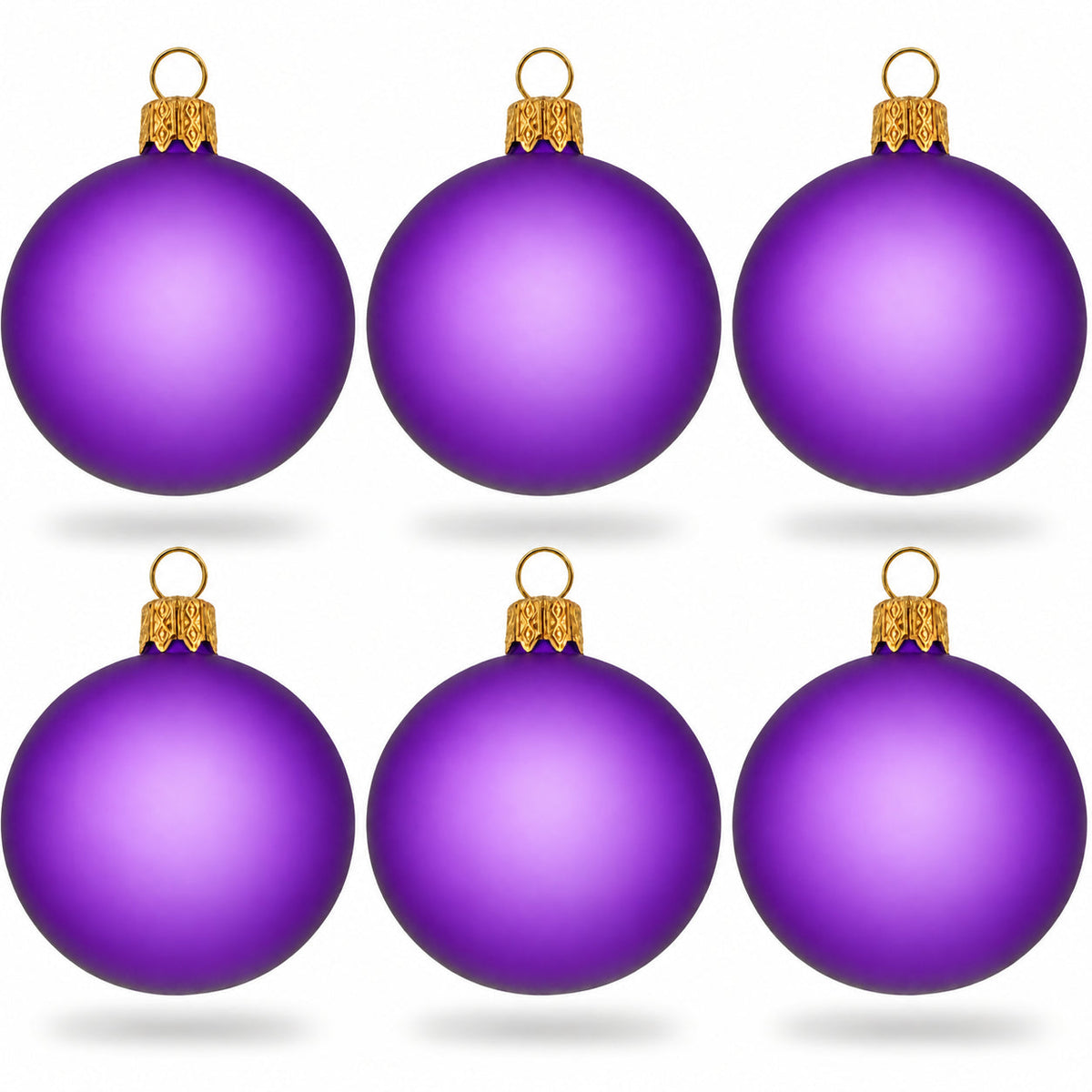 Set of 6 Translucent Purple Glass Ball Christmas Ornaments 2.4 Inches (031)