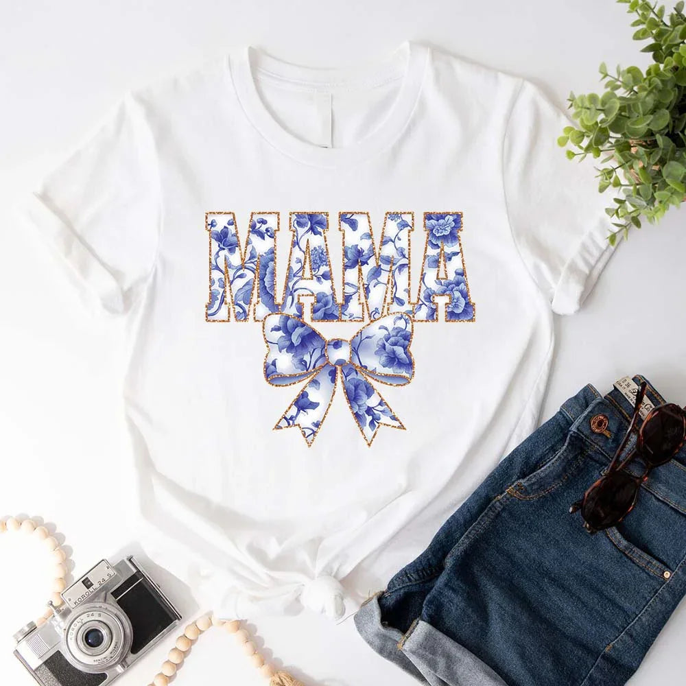 Mama Chinoiserie Coquette Bow T-Shirts β Elegant & Trendy Graphic Tees for Moms