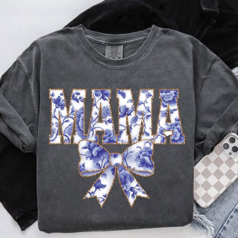Mama Chinoiserie Coquette Bow T-Shirts β Elegant & Trendy Graphic Tees for Moms