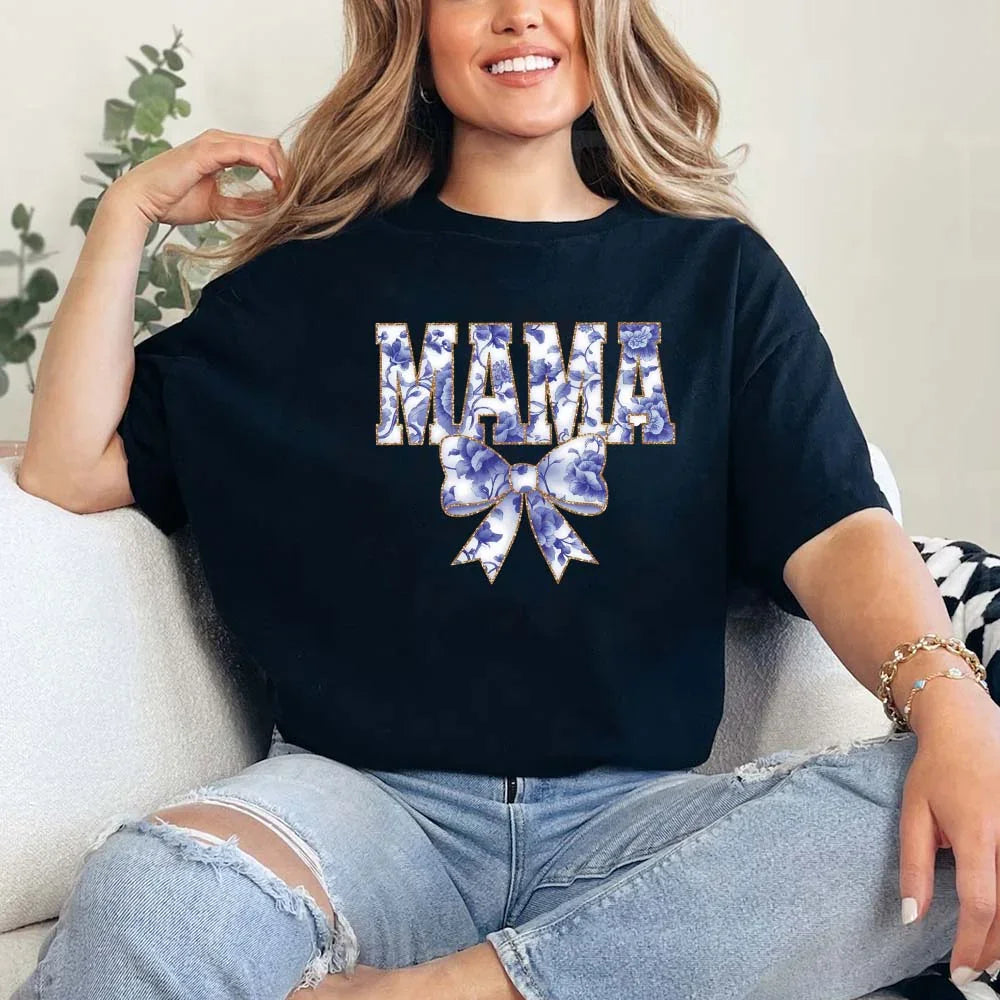Mama Chinoiserie Coquette Bow T-Shirts β Elegant & Trendy Graphic Tees for Moms
