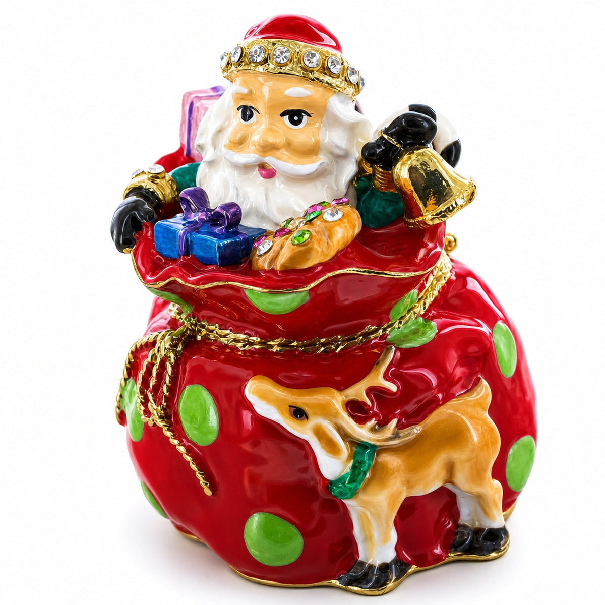 Santa in Gifts Bag Trinket Box Figurine