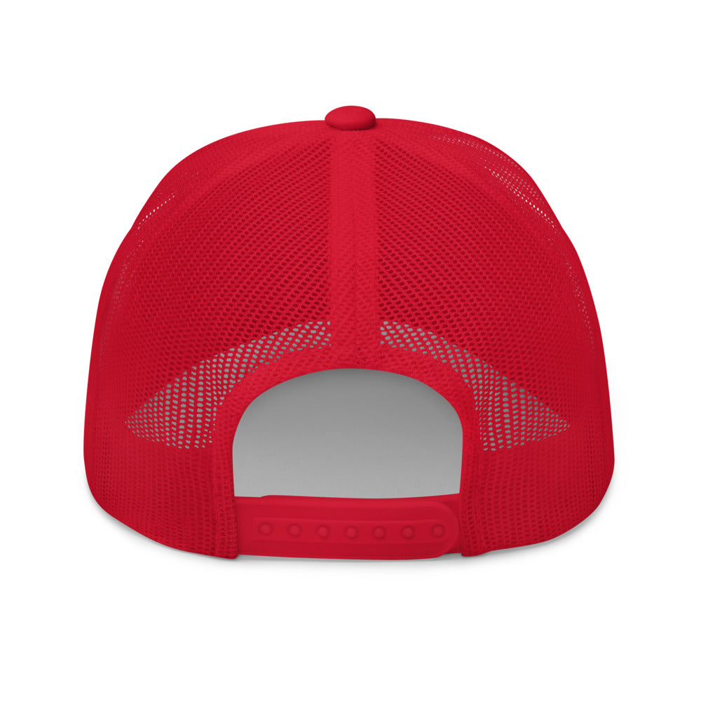 Arch Logo Trucker Hat — Mesh-Back Snapback Cap (White Logo)