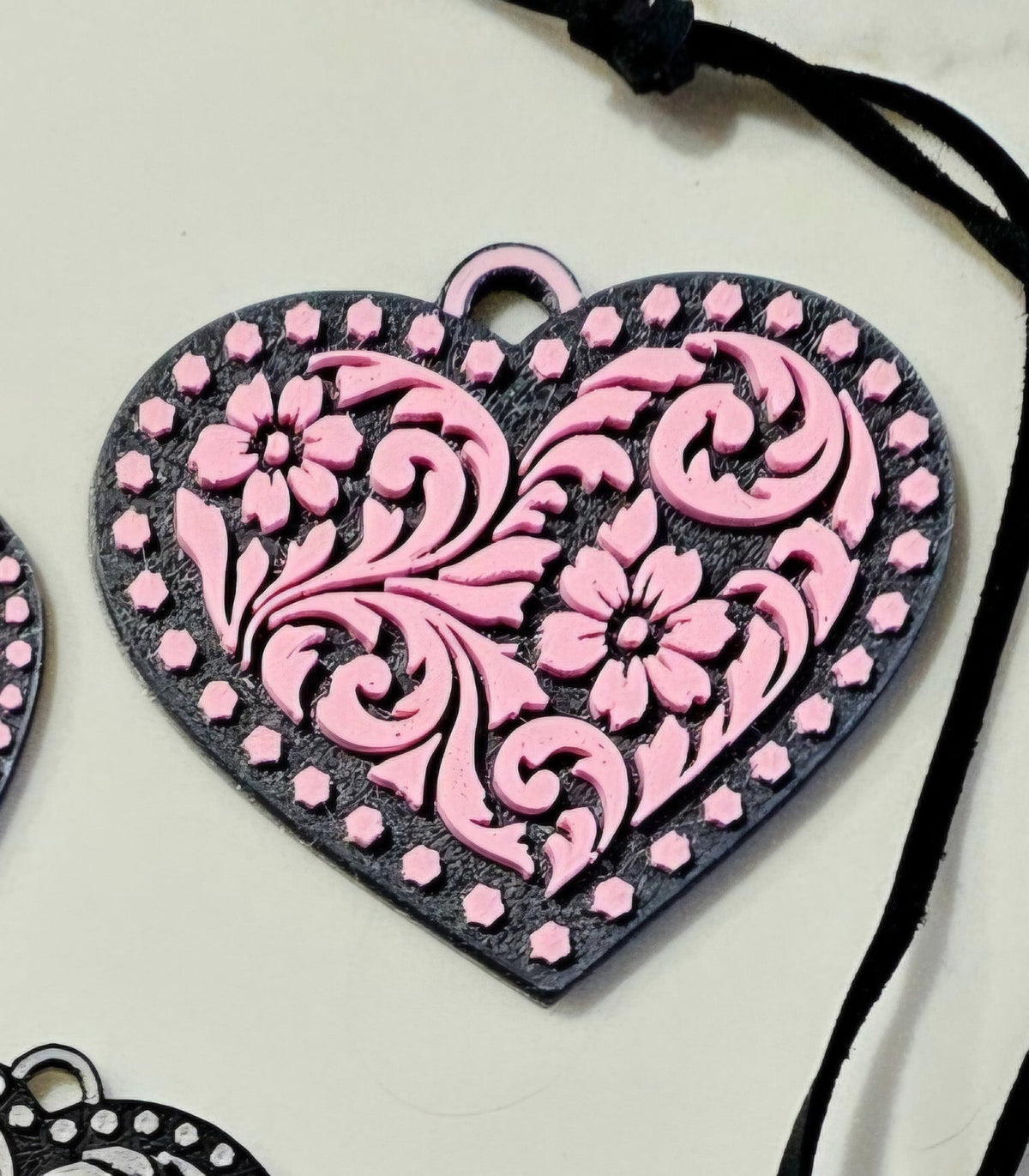 3d Printed Tooled Cowboy Cowgirl Heart Keychain or Purse Charm
