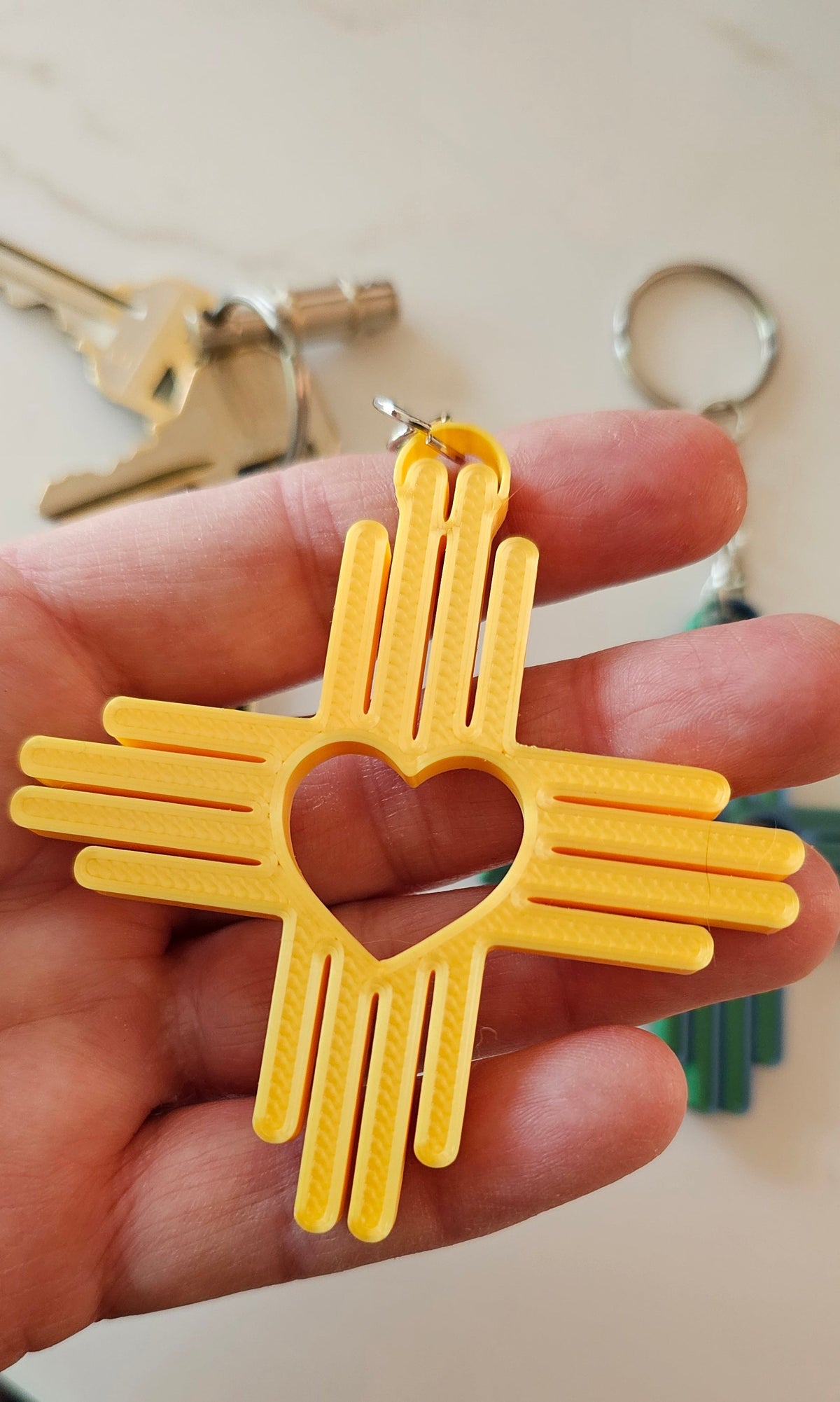 3D Print New Mexico Zia Heart Keychain Made in America