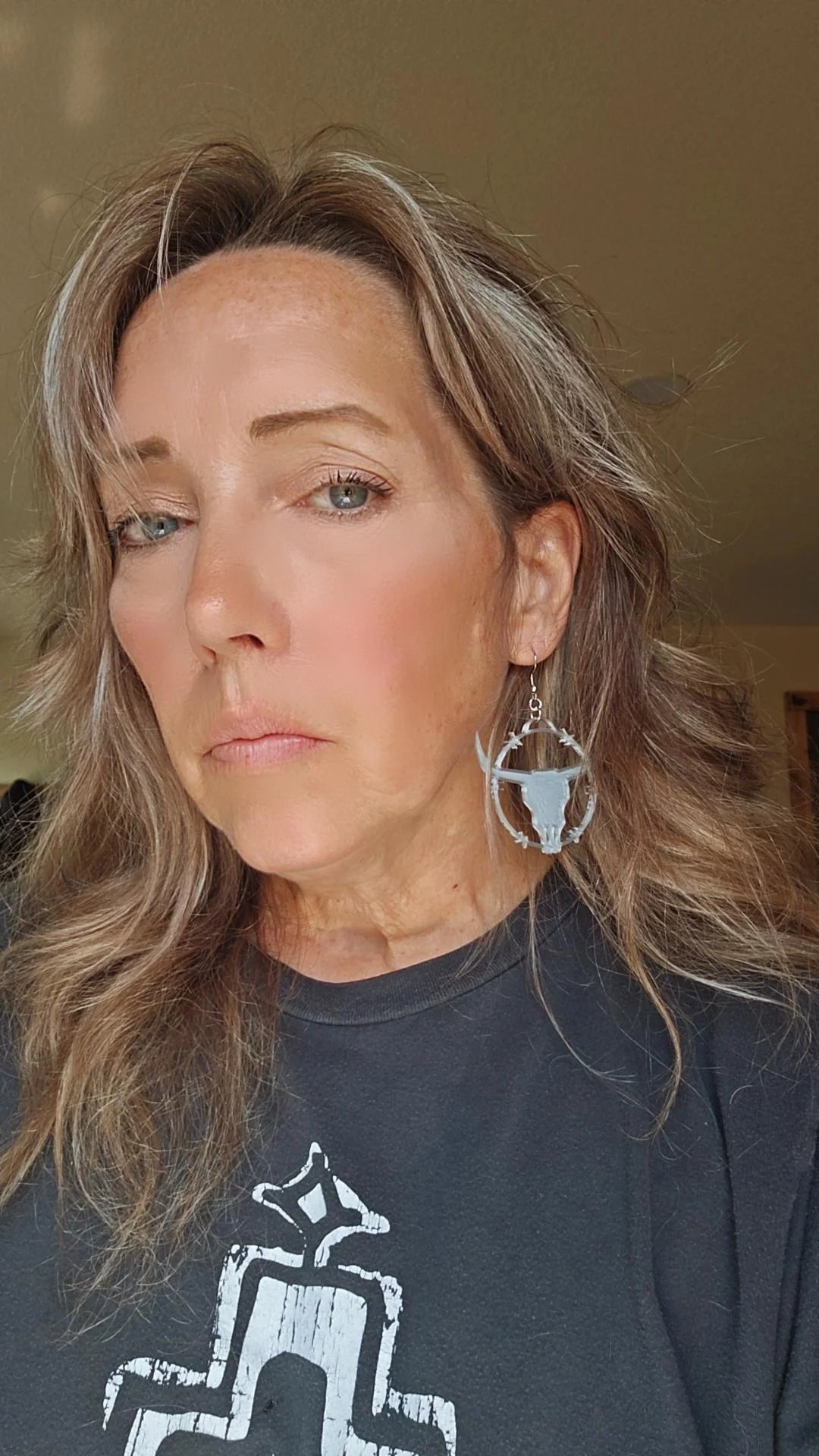 3D Print Longhorn Texas Ranch Western Barbwire Lightweight Earrings Made in America