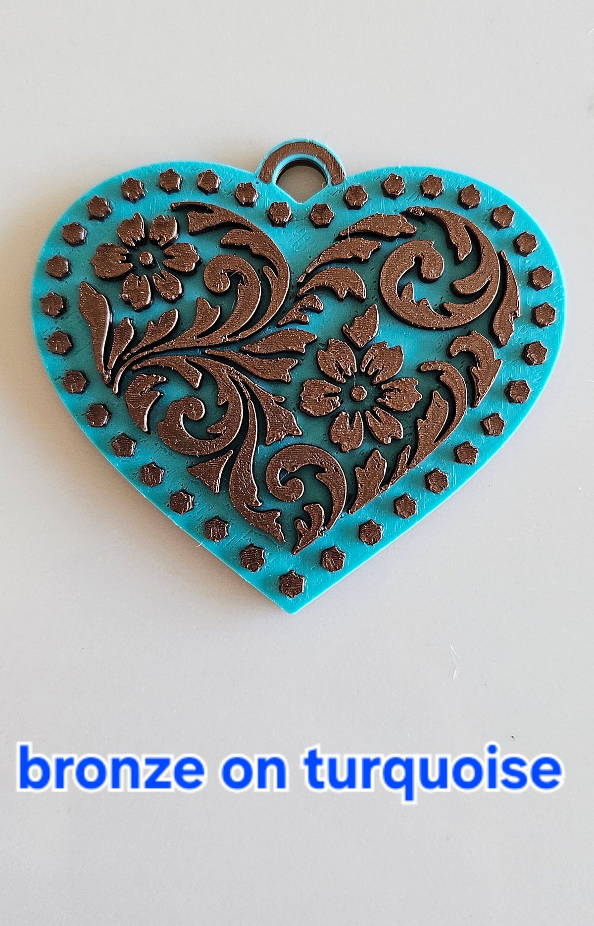 3d Printed Tooled Cowboy Cowgirl Heart Keychain or Purse Charm