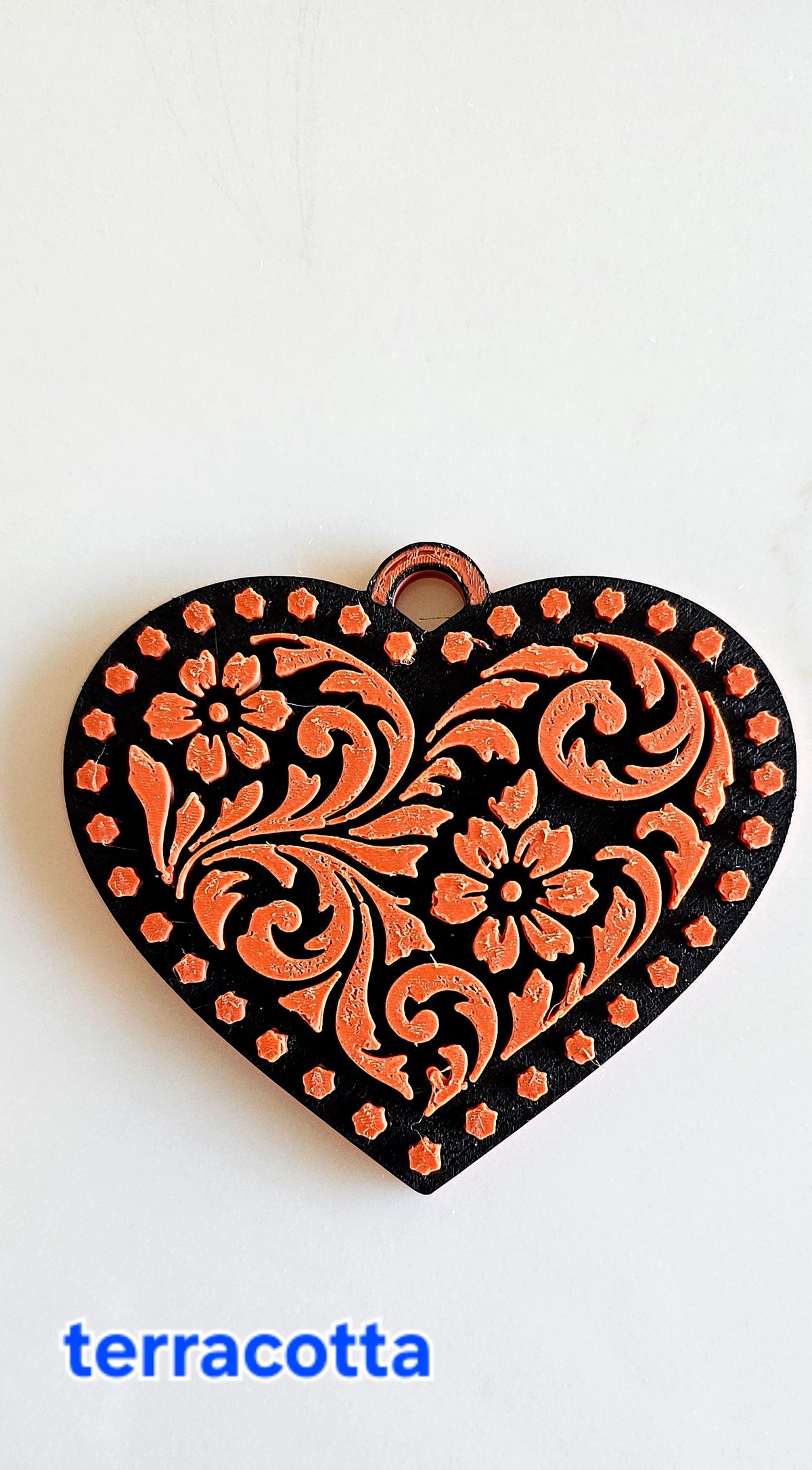 3d Printed Tooled Cowboy Cowgirl Heart Keychain or Purse Charm