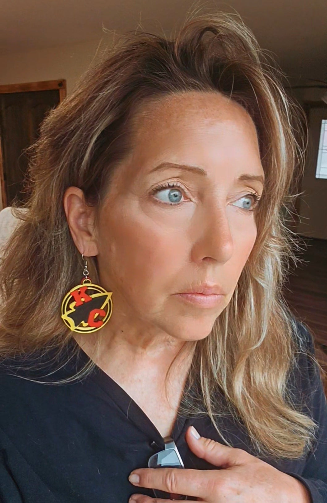 3D Print Kansas City Arrowhead Football Chiefs Earrings Made in America