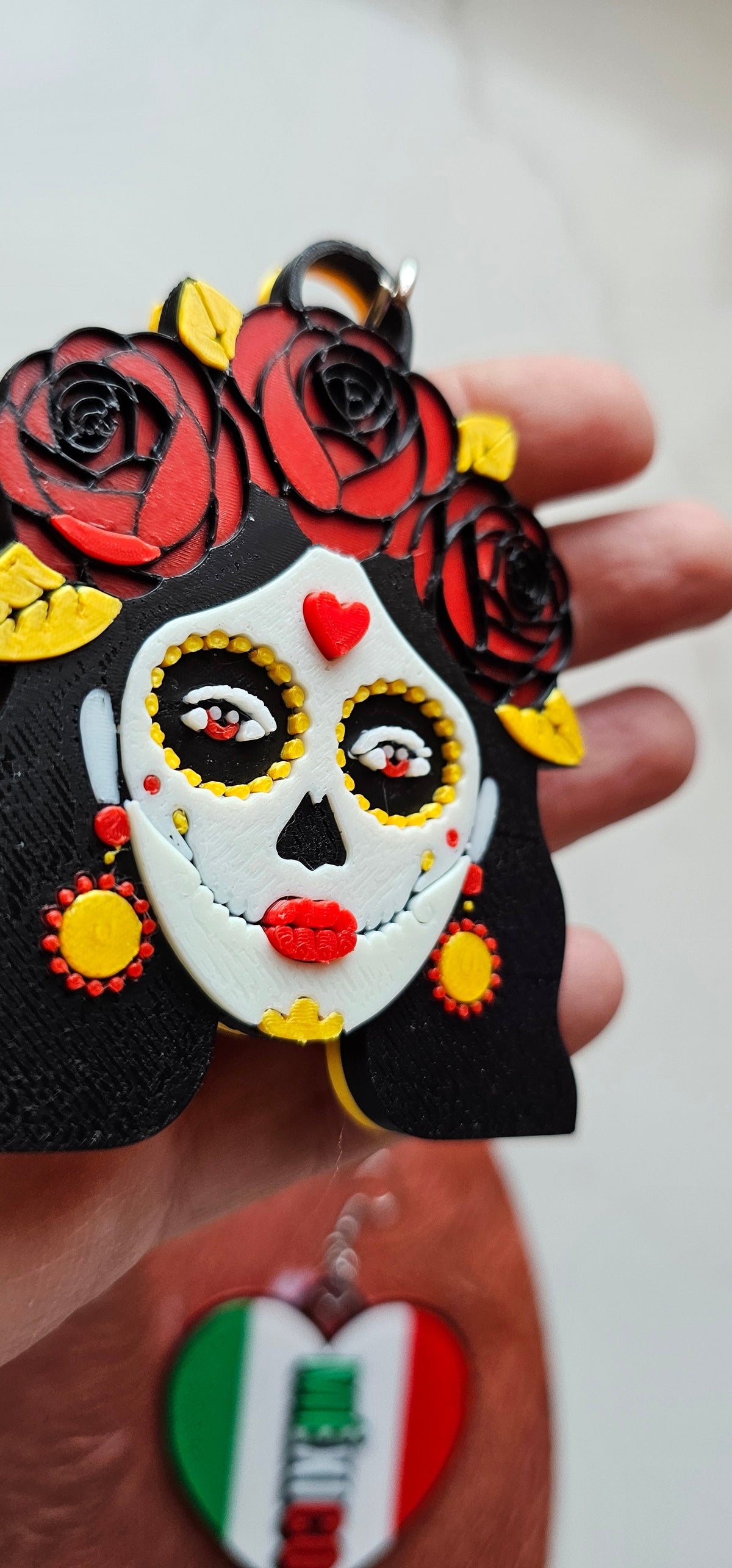 3D Print Mexico Theme Día de los Muertos Day of The Dead Sugar Skull Keychain or Earrings