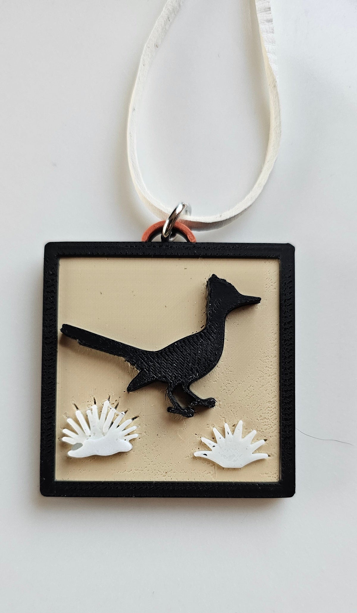 3D Print Picture Necklace on Deerskin Leather Western Bull Skull Desert Cactus Made in America