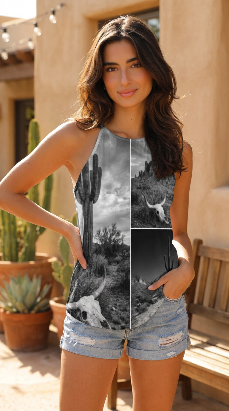 Baha Ranch Black White Desert Tank Top